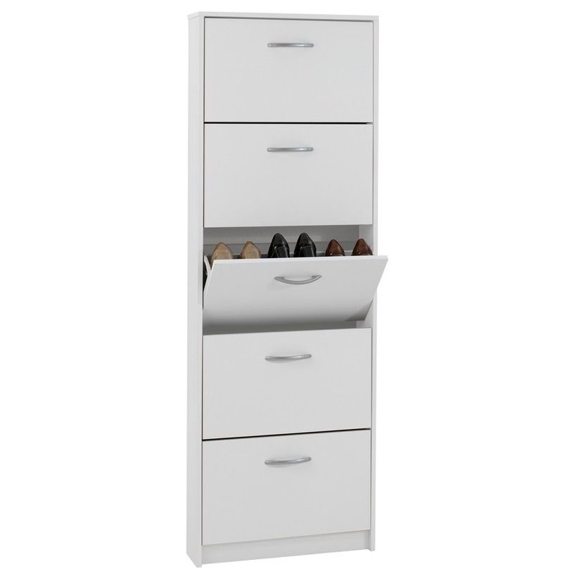 FD Furniture Schoenenkast Step – 168 cm Hoog in Stralend Wit
