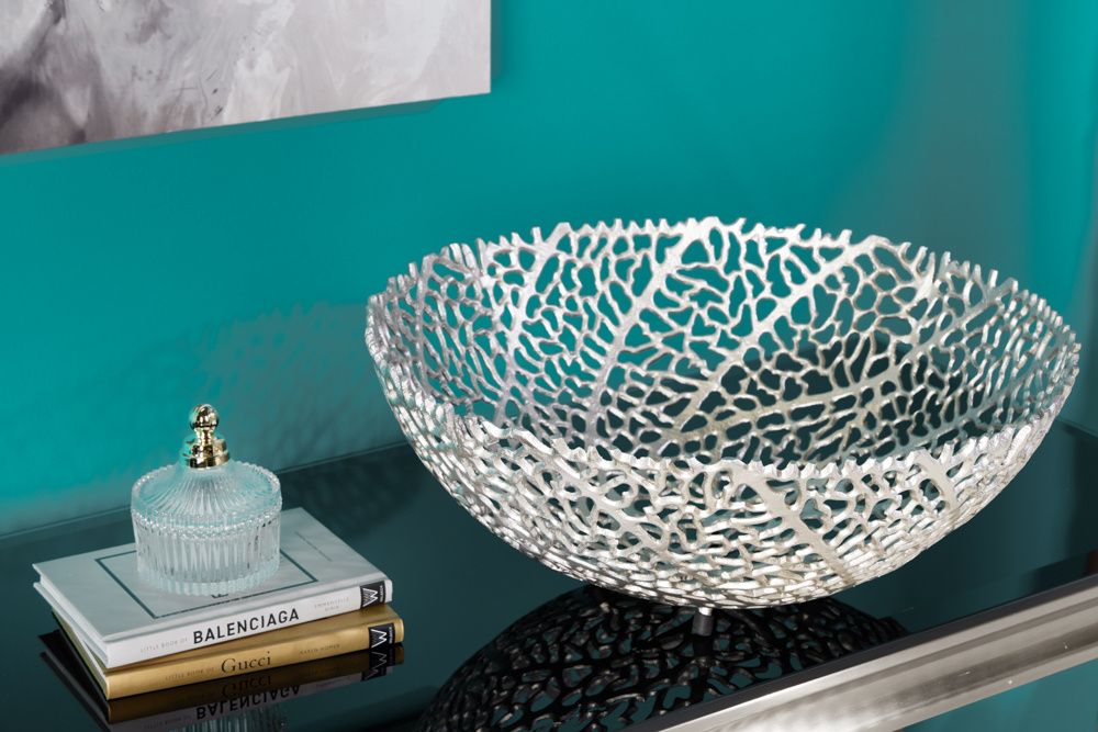 Filigraan DESIGN Kom Abstract Blad 45 cm – Zilveren Handgemaakte Eyecatcher van Invicta Interior