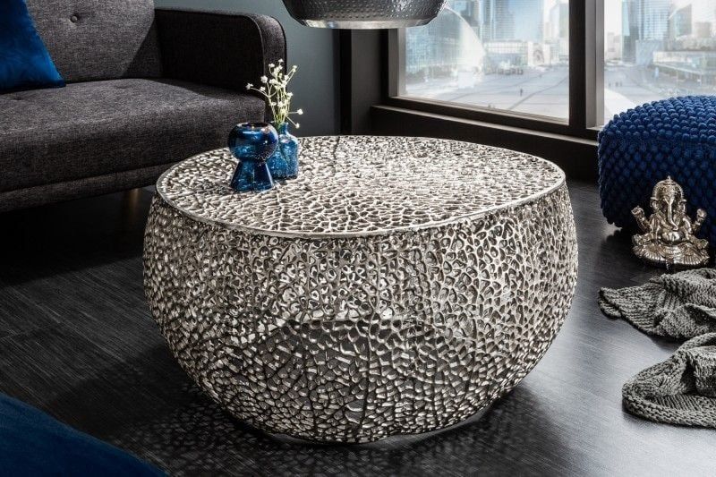 Filigraan Design Salontafel ABSTRACT BLAD 80 cm – Handgemaakt Zilver
