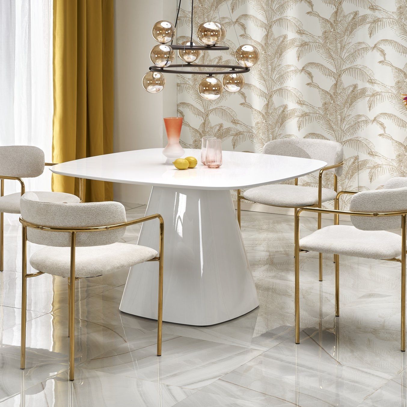 Flavio vierkante eettafel 120 cm – strak wit hoogglans design