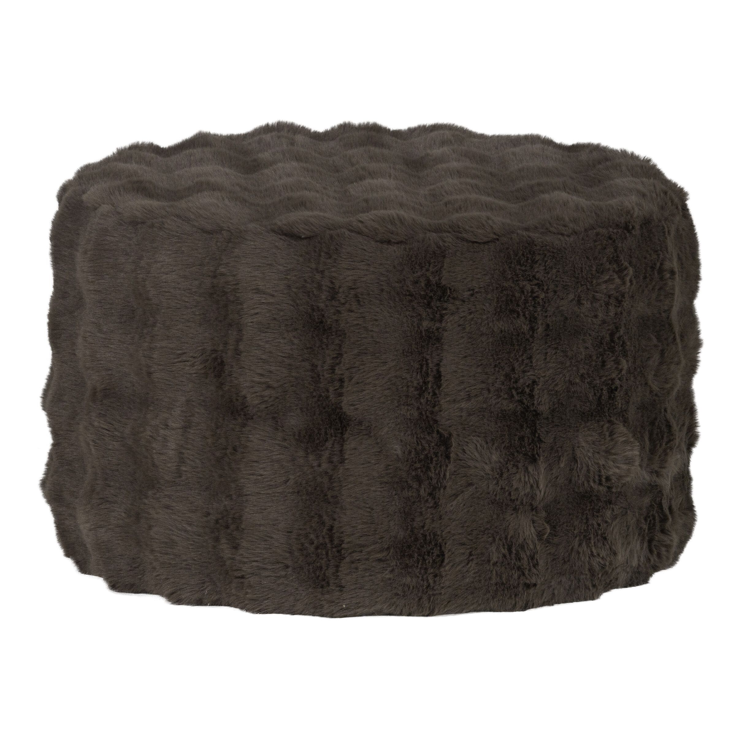 Fluffy WOOOD Poef Olven – Luxe zitcomfort in warme bruine tint