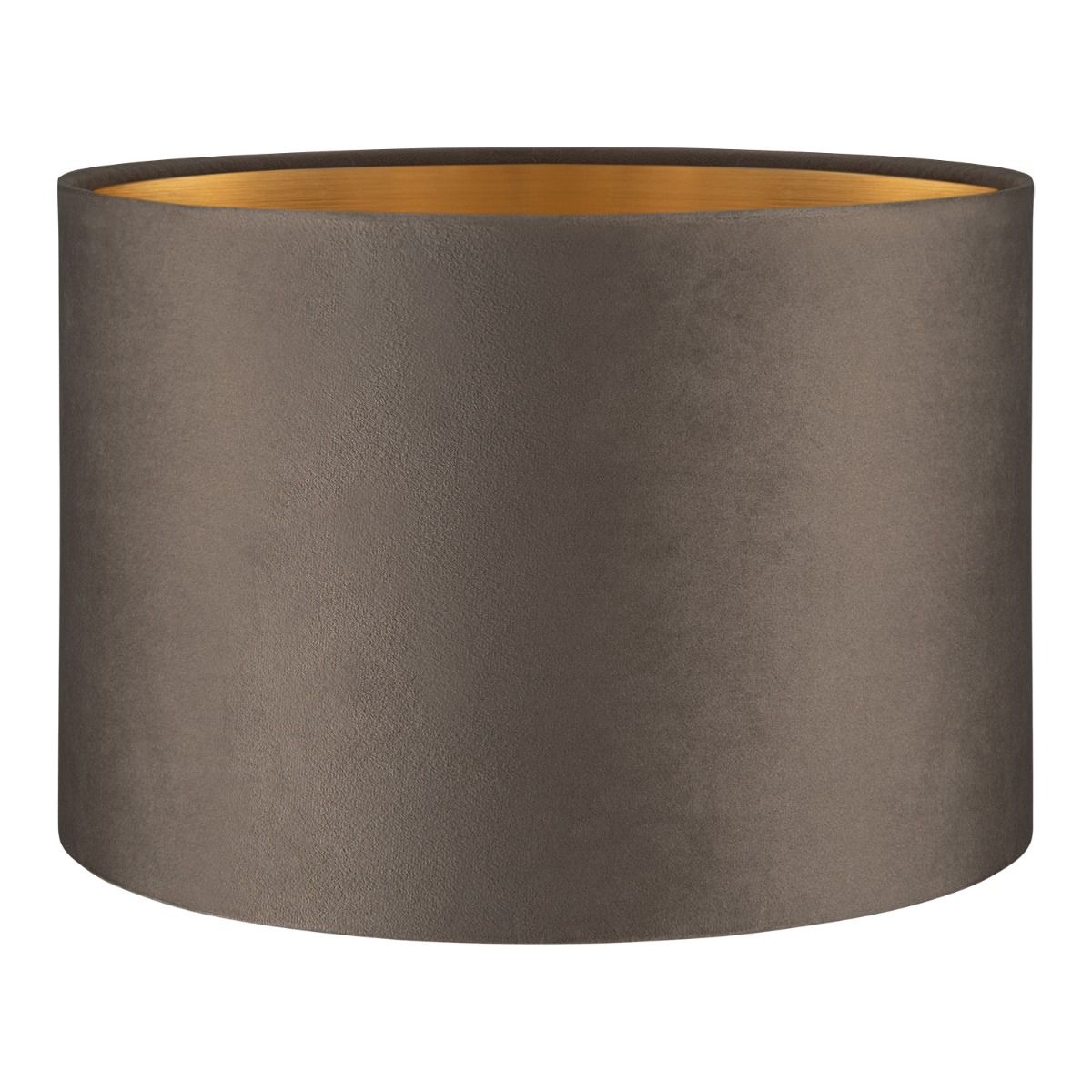 Fluwelen cilinder lampenkap – Grijs & goud, luxe stijl – Ø30 cm x 20 cm