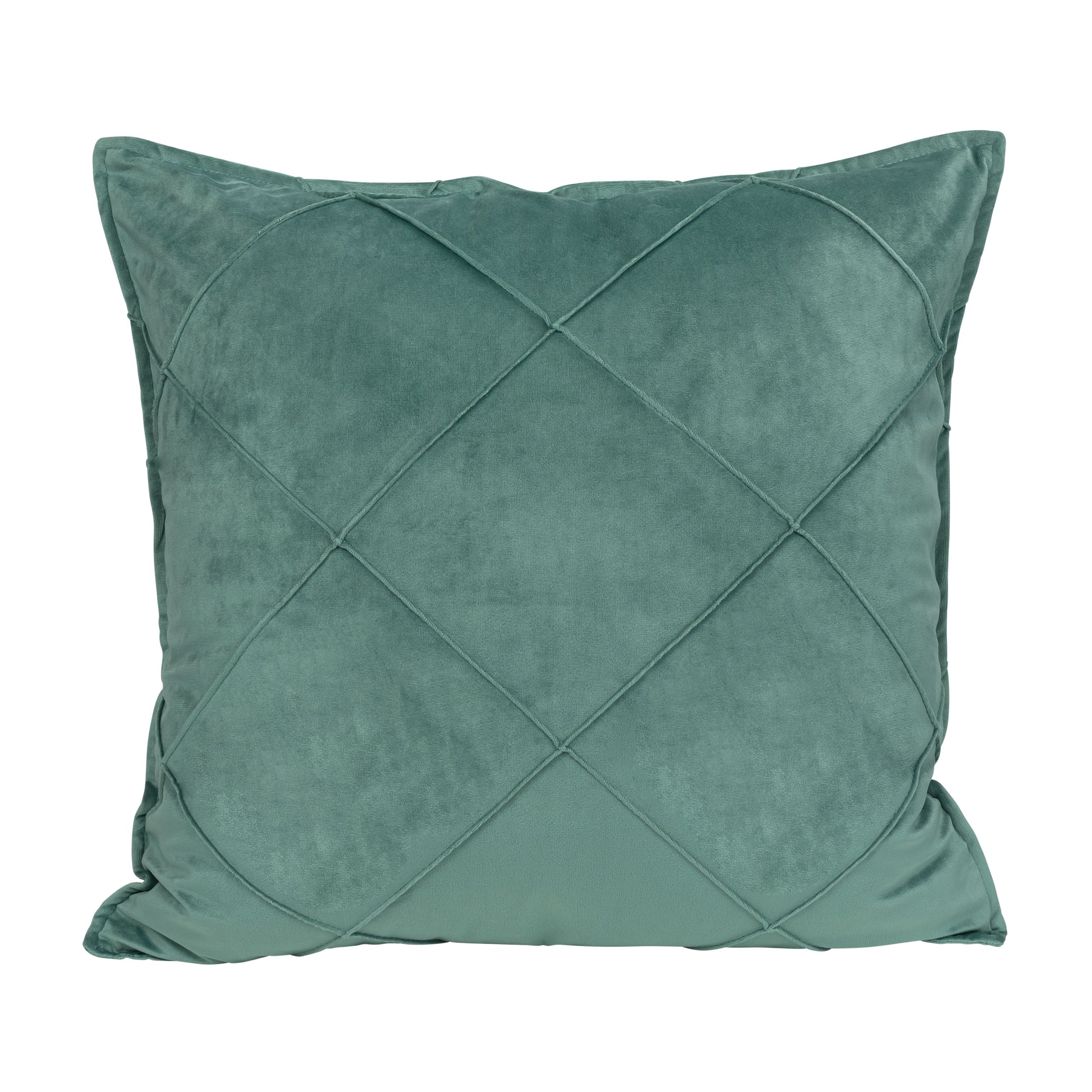 Fluwelen kussenhoes geruit in eucalyptus groen – QUVIO 50 × 50 cm