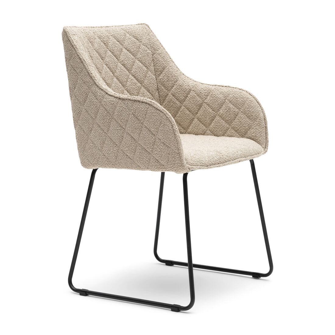Frisco Drive Eetkamerstoel – Luxe Bouclé in Natural Grey