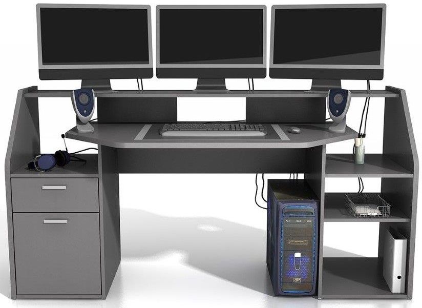 Gaming Bureau Zocker 180 cm – Antraciet, ruim en duurzaam