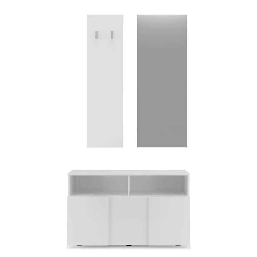 Garderobeset Dama 3-delig in hoogglans wit – stijlvol en functioneel voor de entree