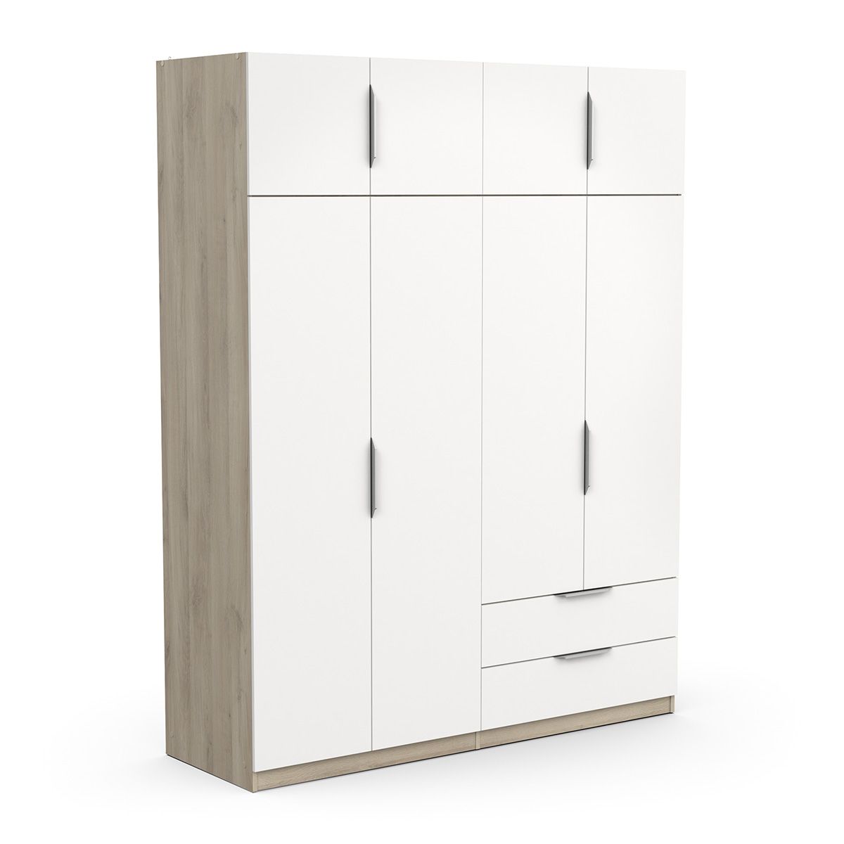 Ghost inloopkast met 8 deuren en 2 laden – Eiken & wit, 160 × 203 cm