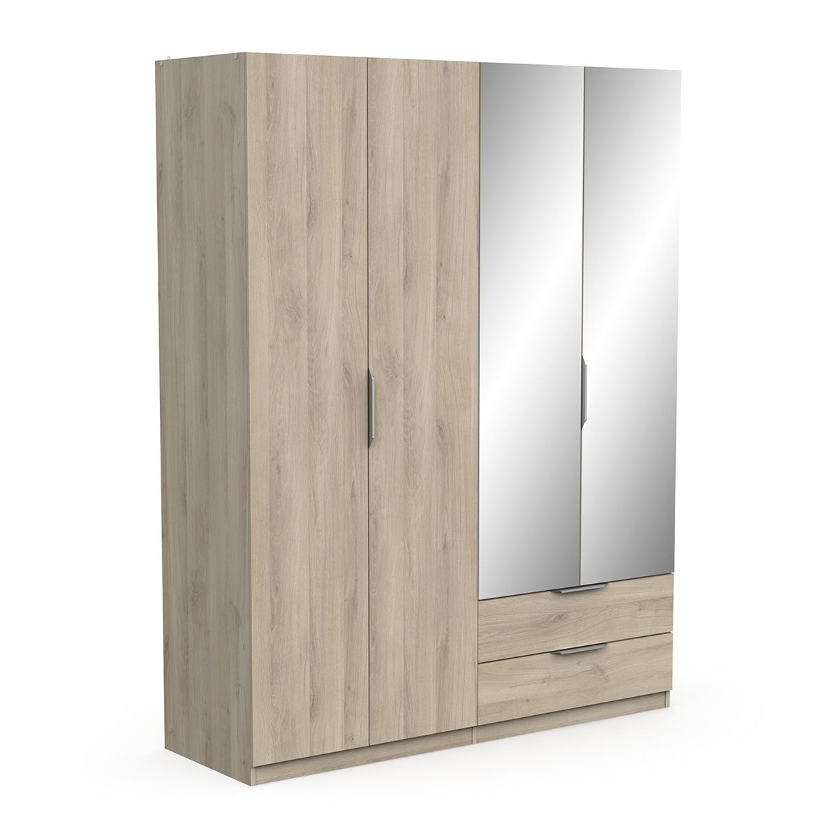 Ghost Inloopkledingkast 4 deuren + 2 laden met spiegel – 160×203 cm eiken