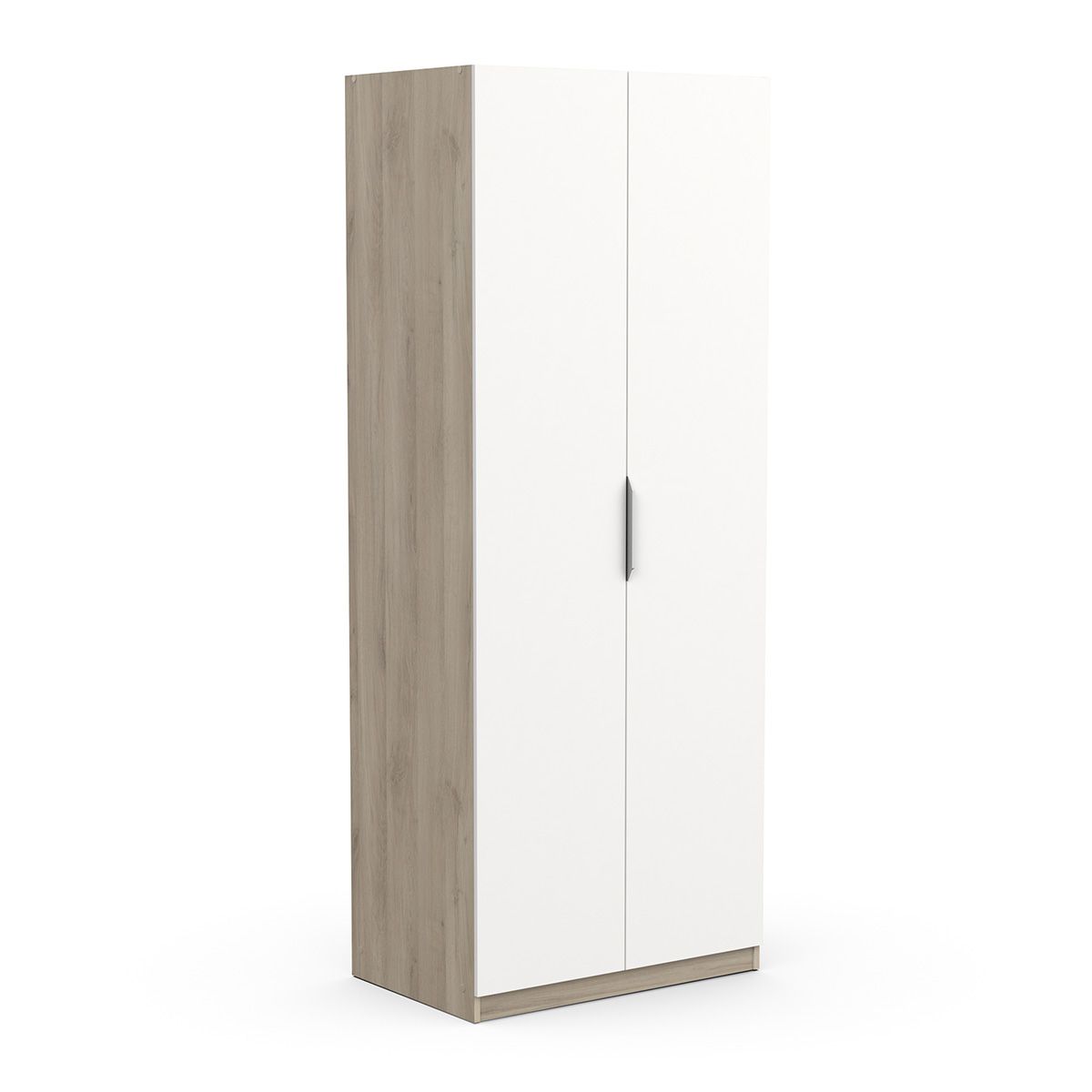 Ghost kledingkast 2‑deurs 80 × 203 cm – eiken & wit – Young Furniture