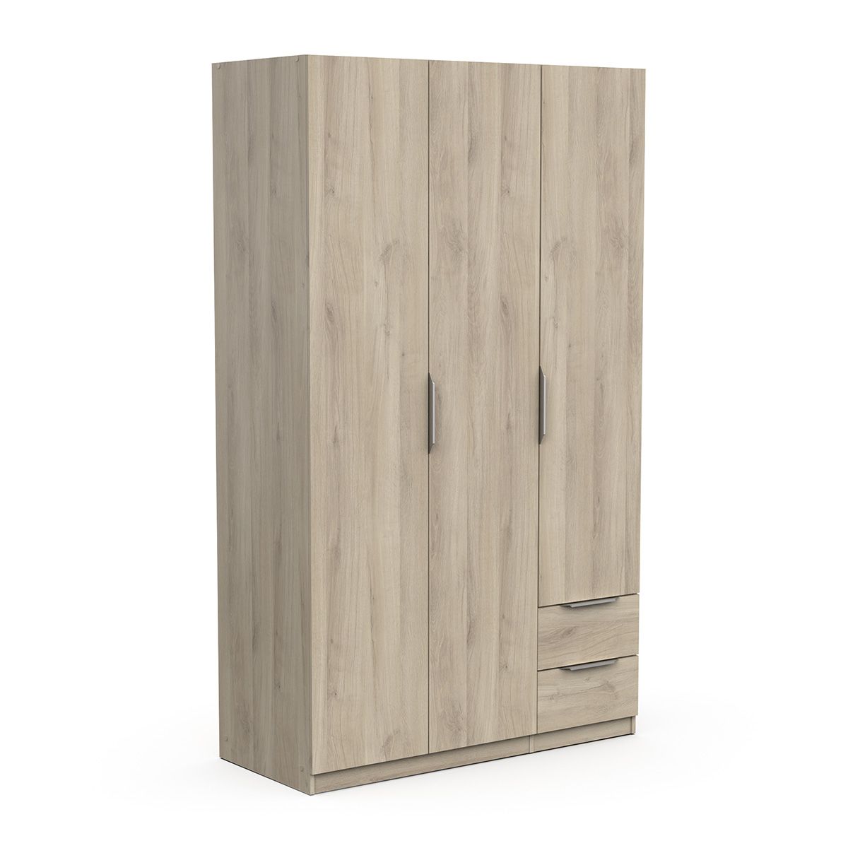 Ghost kledingkast 3 deuren & 2 laden – stijlvolle eiken opbergoplossing (120 × 203 cm)