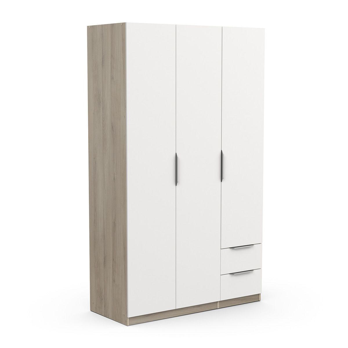 Ghost kledingkast 3 deuren & 2 lades – Eiken & wit, 120 × 203 cm