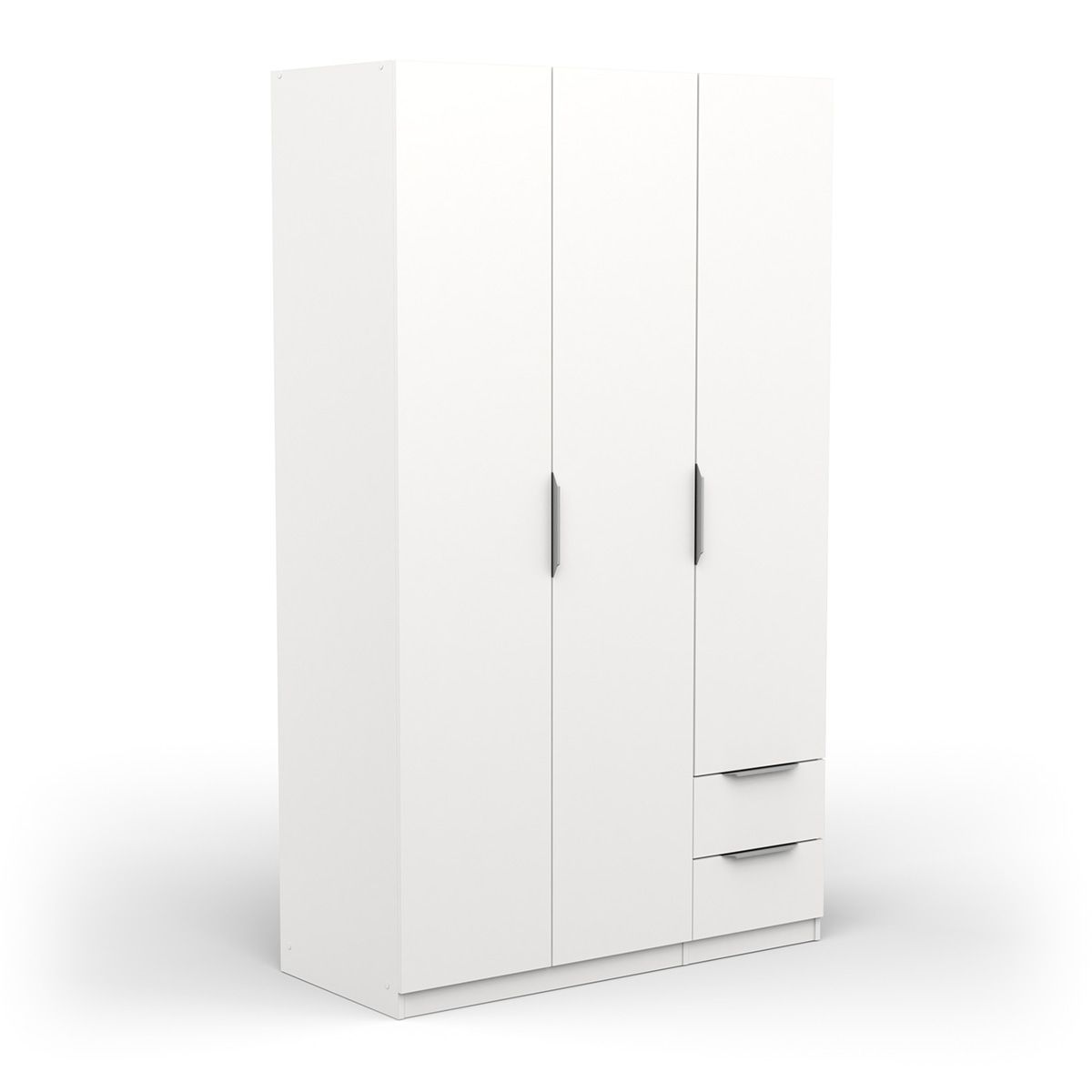 Ghost kledingkast 3‑deurs met 2 lades, 120×203 cm – wit | Young Furniture