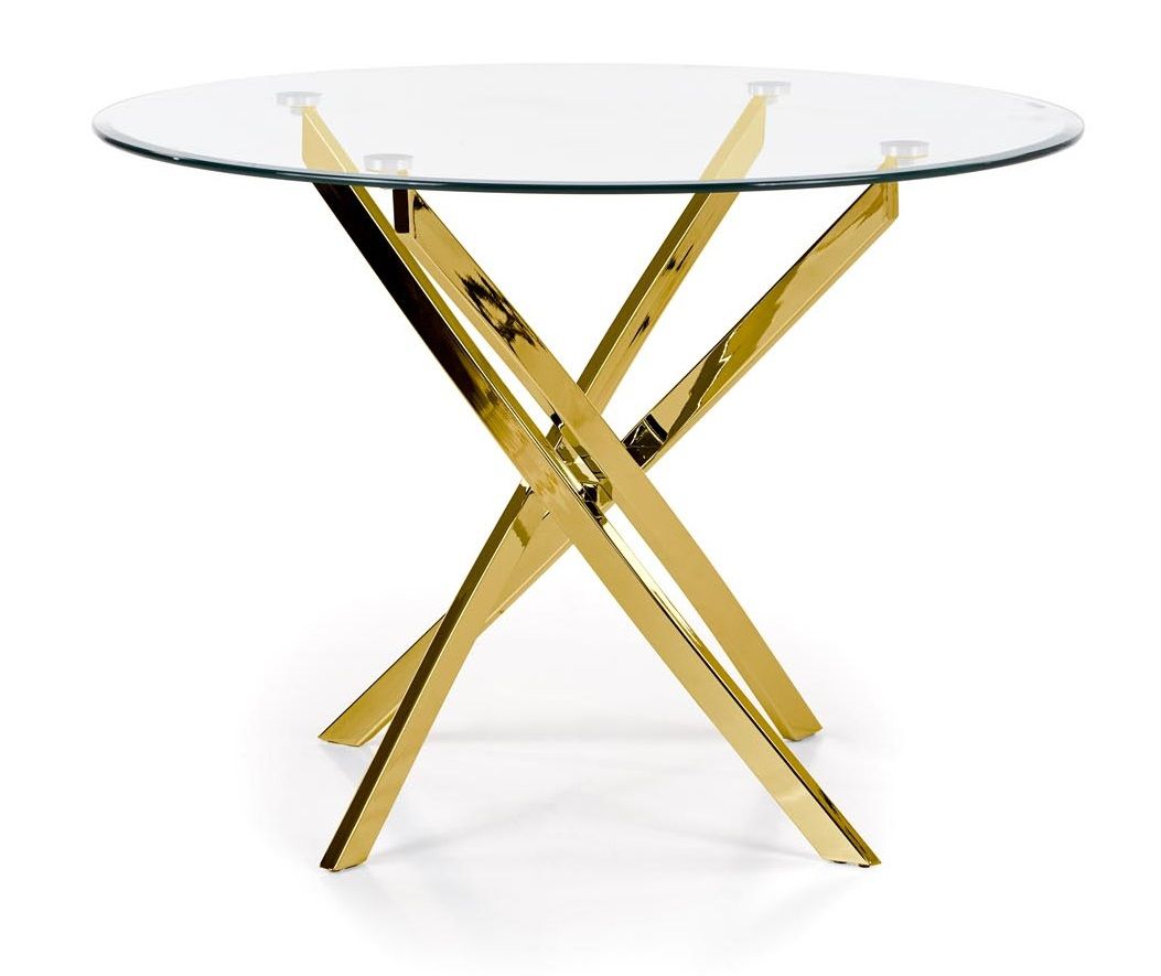 Glazen eettafel Raymond – Strak ontwerp met gouden onderstel, 100 cm breed