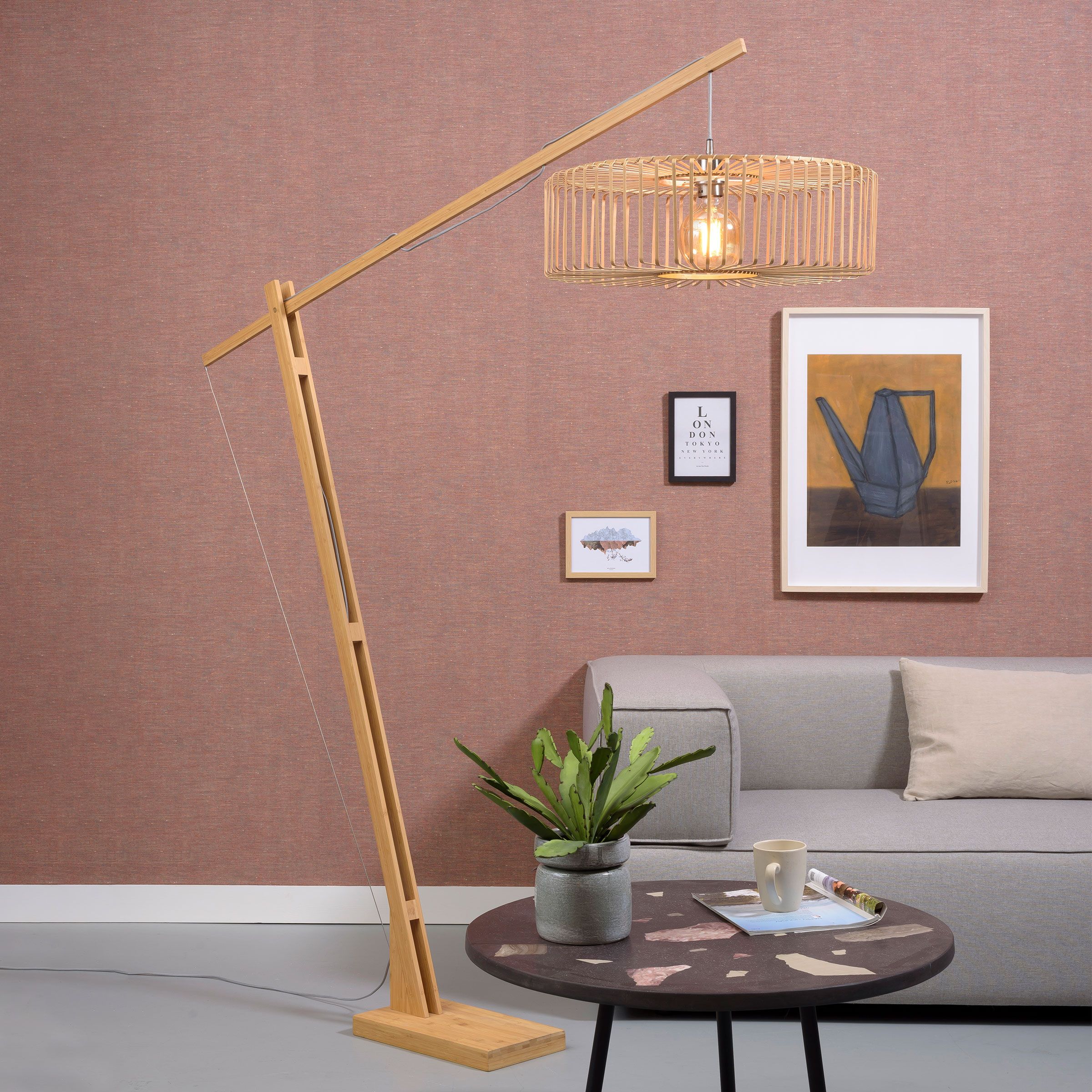 GOOD&MOJO Bromo Large vloerlamp – natuurlijke bamboe, 175 cm