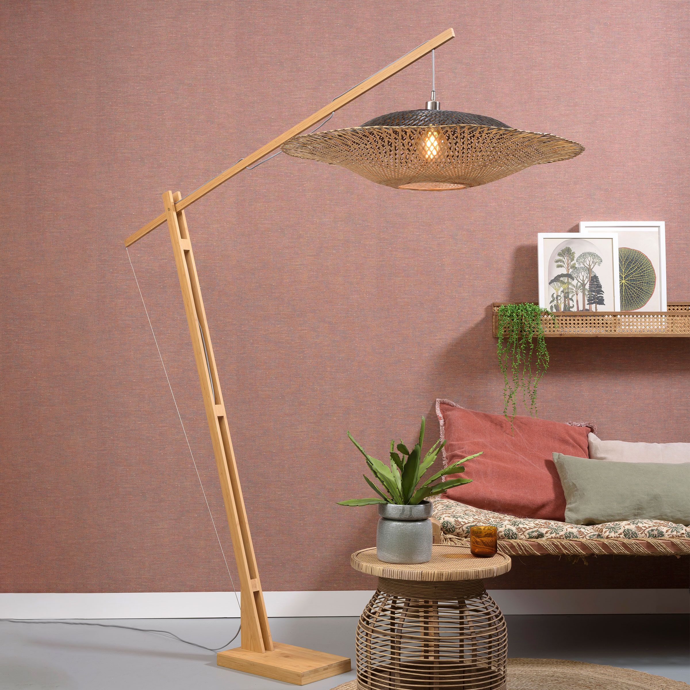 GOOD&MOJO Kalimantan Bamboe Vloerlamp – Natuurlijke 207 cm verlichting