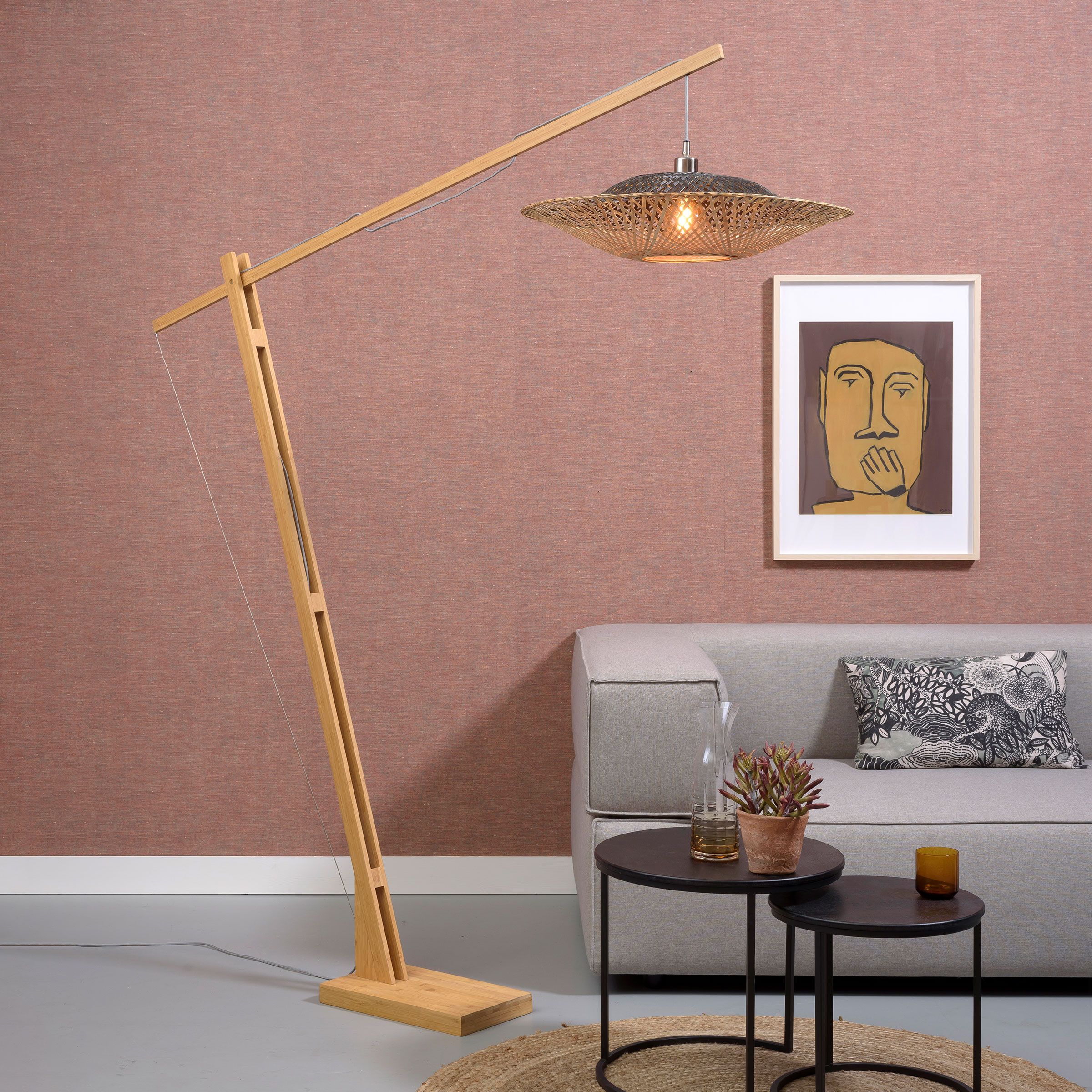 GOOD&MOJO Kalimantan Bamboe Vloerlamp – Natuurlijke Elegantie van 207 cm
