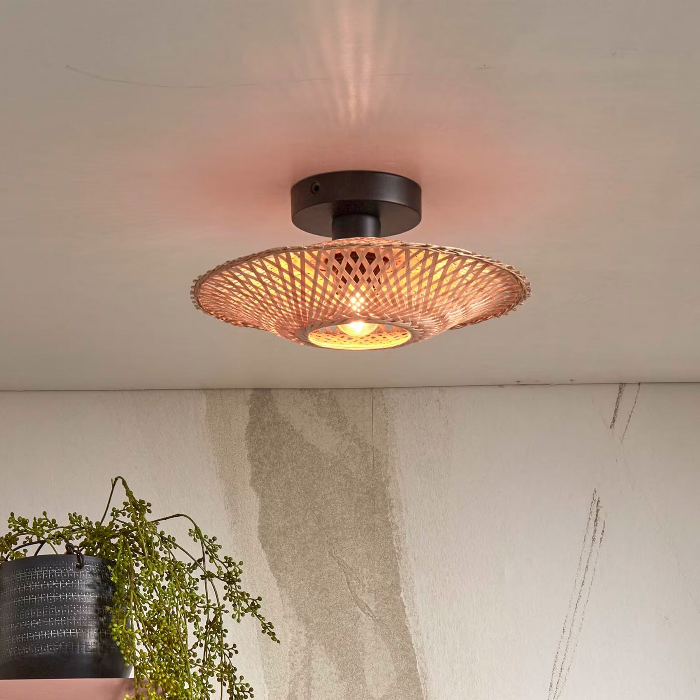 GOOD&MOJO Kalimantan Plafondlamp – Natuurlijke Bamboe Elegantie voor 30 cm Ruimte