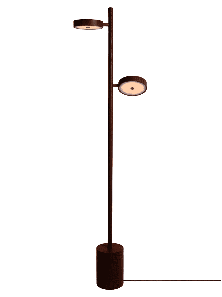 GOOD&MOJO Okinawa Vloerlamp – Essenhouten Design met 2 LED‑lampen (Bruin)