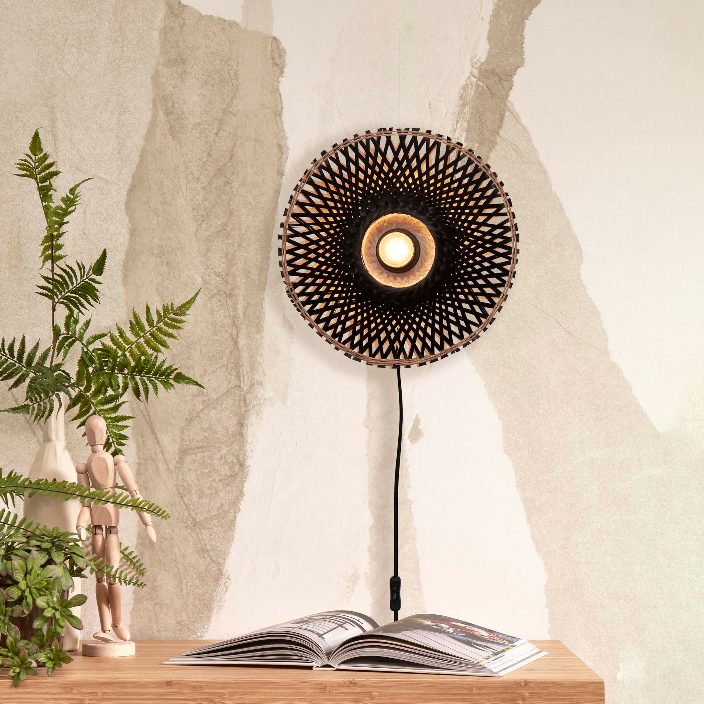 GOOD&MOJO Wandlamp Kalimantan Bamboe – Stijlvolle verlichting voor elke muur