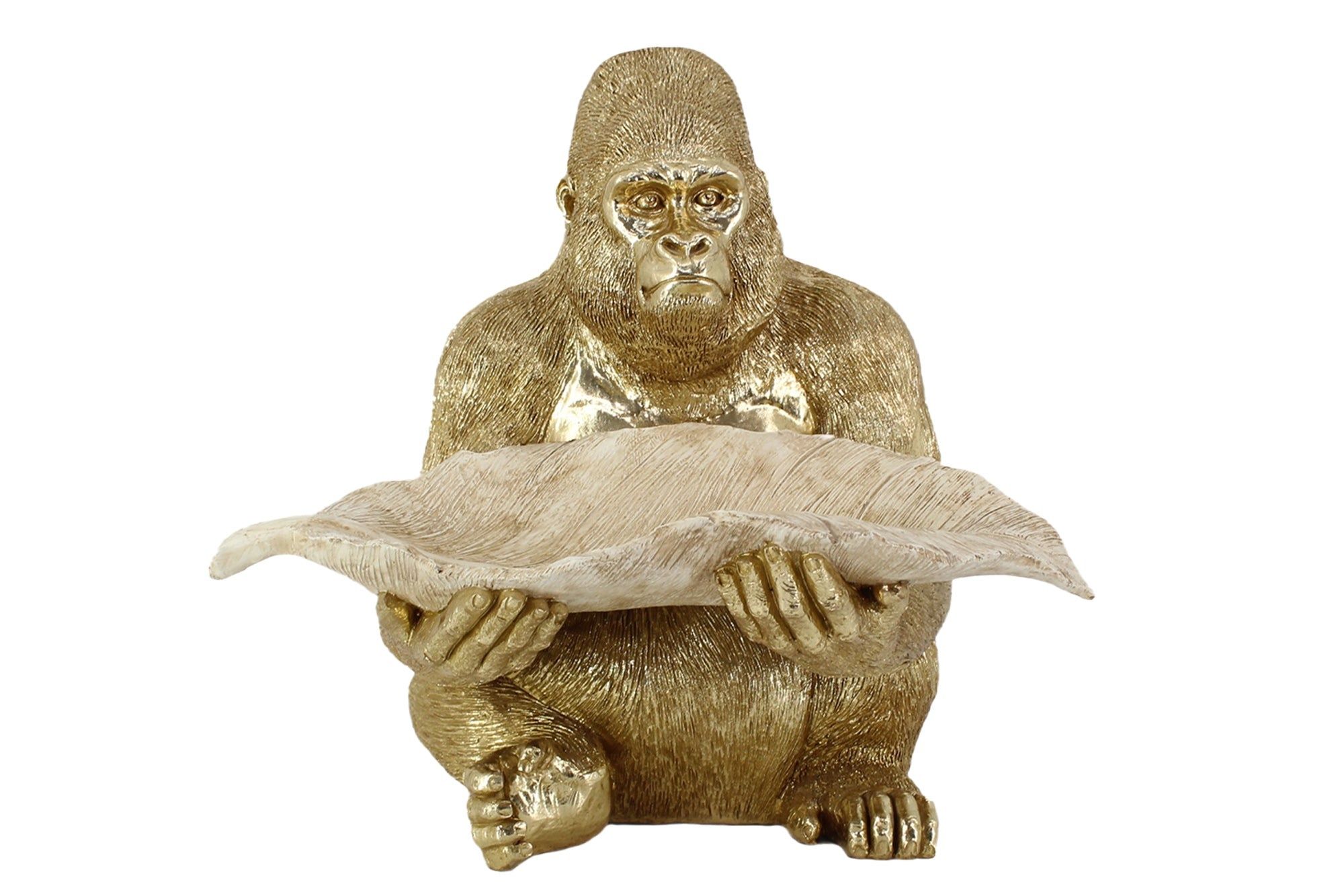 Gorilla Sculptuur 40 cm – Goudbeige kunstobject van Invicta Interior