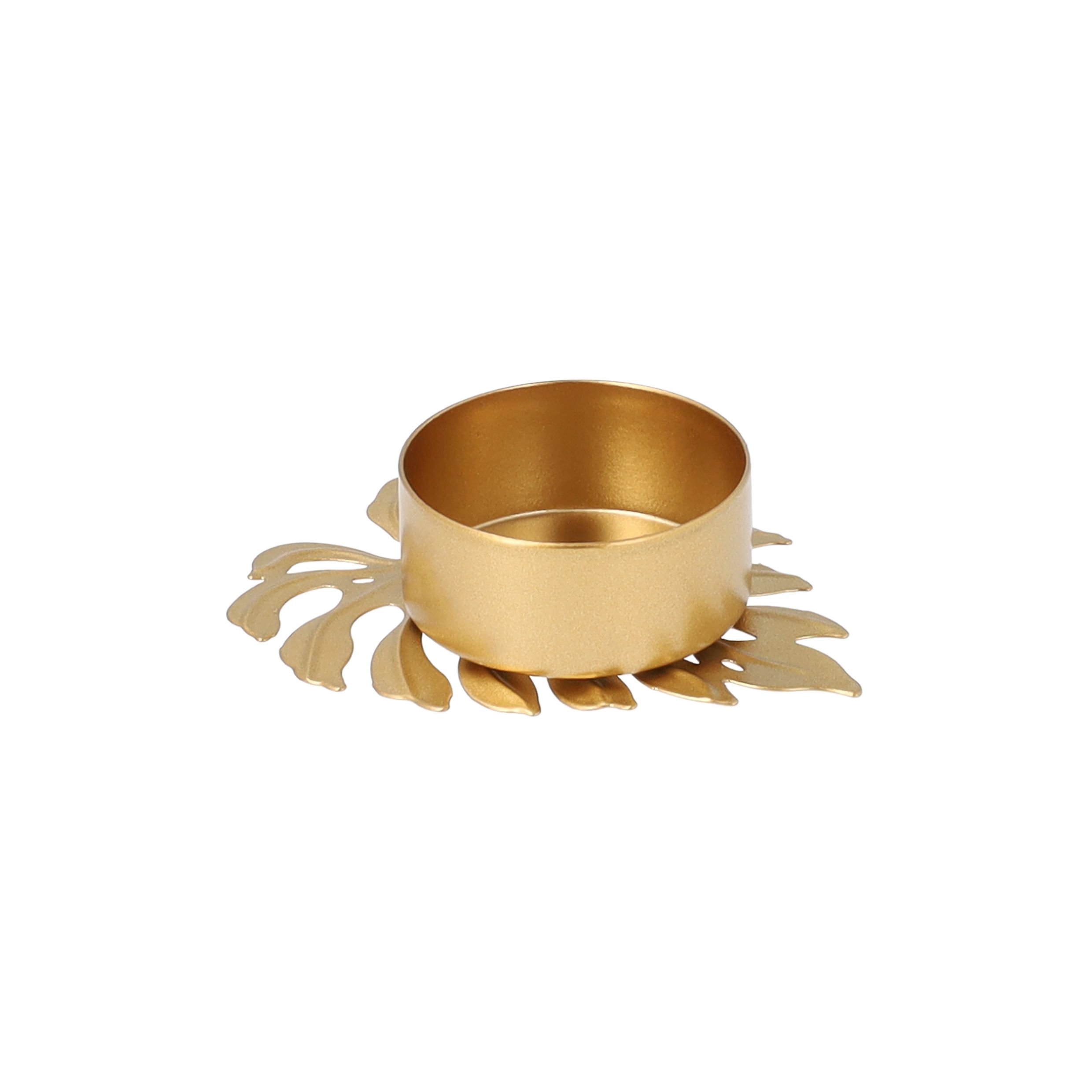 Gouden blad waxinelichthouder van QUVIO – elegant en compact
