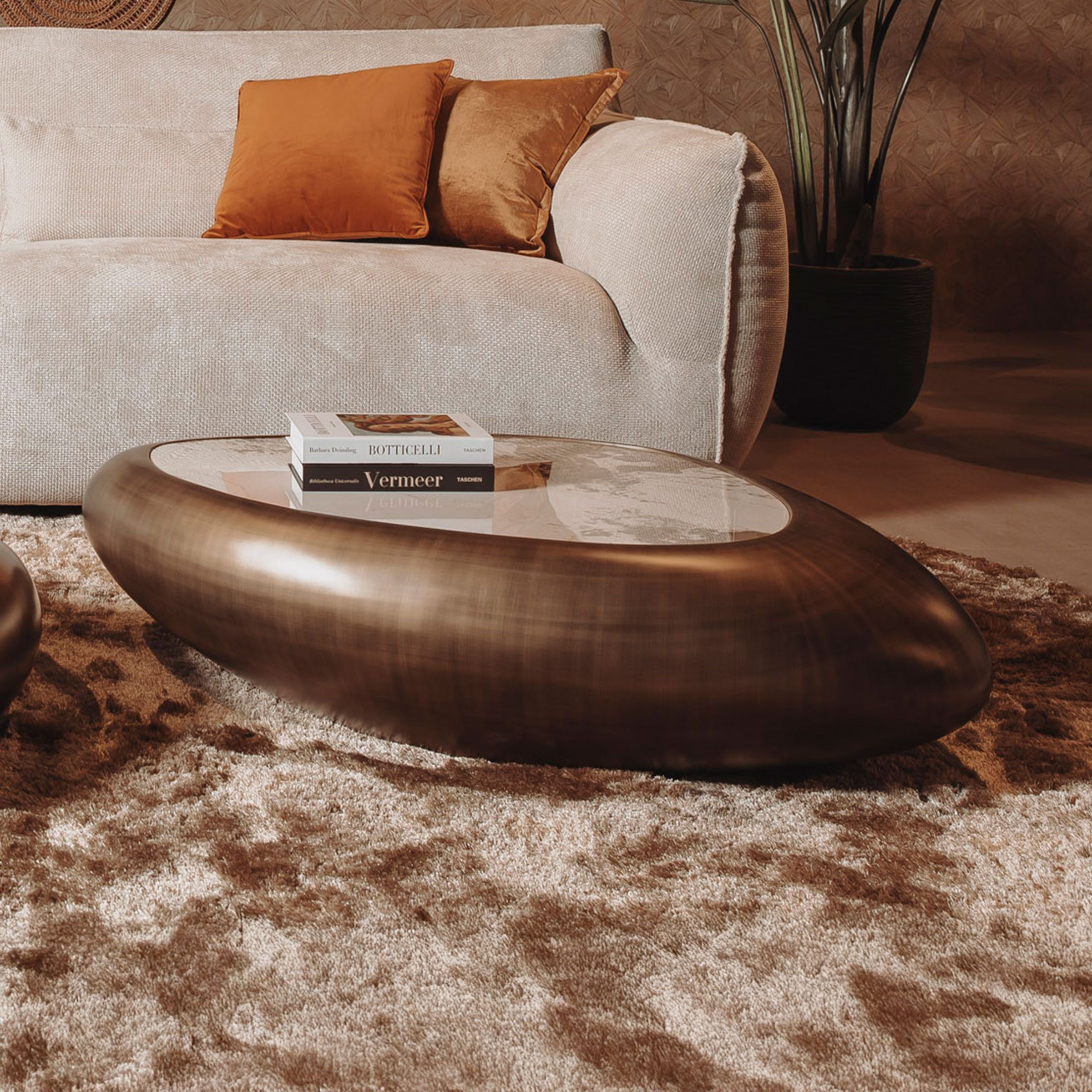 Gouden Castello keramische salontafel van Tower Living – tijdloze elegantie voor uw woonkamer