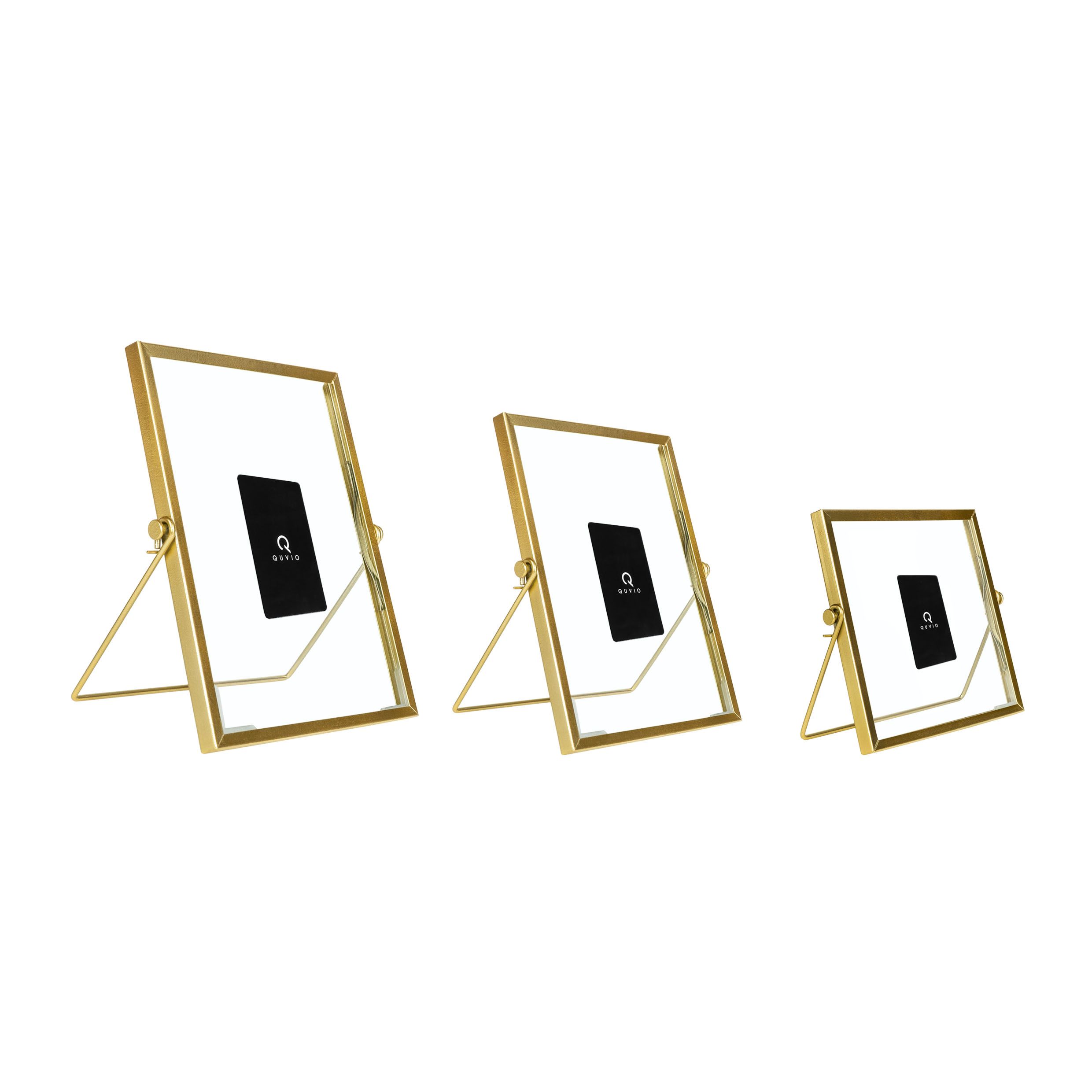 Gouden QUVIO Fotolijstjes Set – 3 Moderne Rechthoekige Lijsten voor Stijlvolle Interieurs