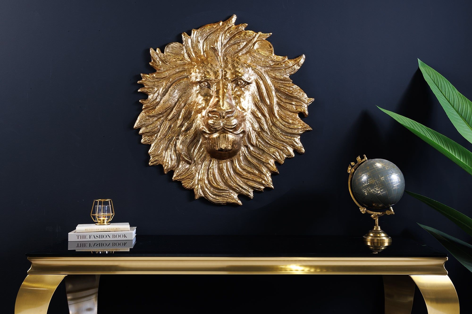 Gouden Wanddecoratie Leeuwenkop 60 cm – Handgemaakt Sculptuur van Invicta Interior