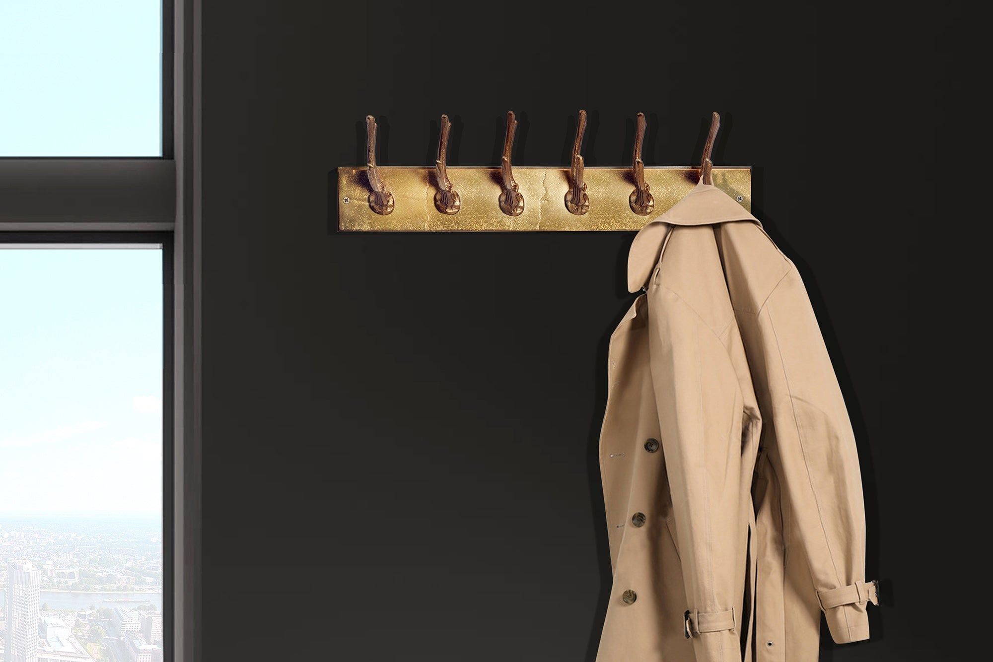 Gouden Wandkapstok DEER – 50 cm Hertengewei van Invicta Interior