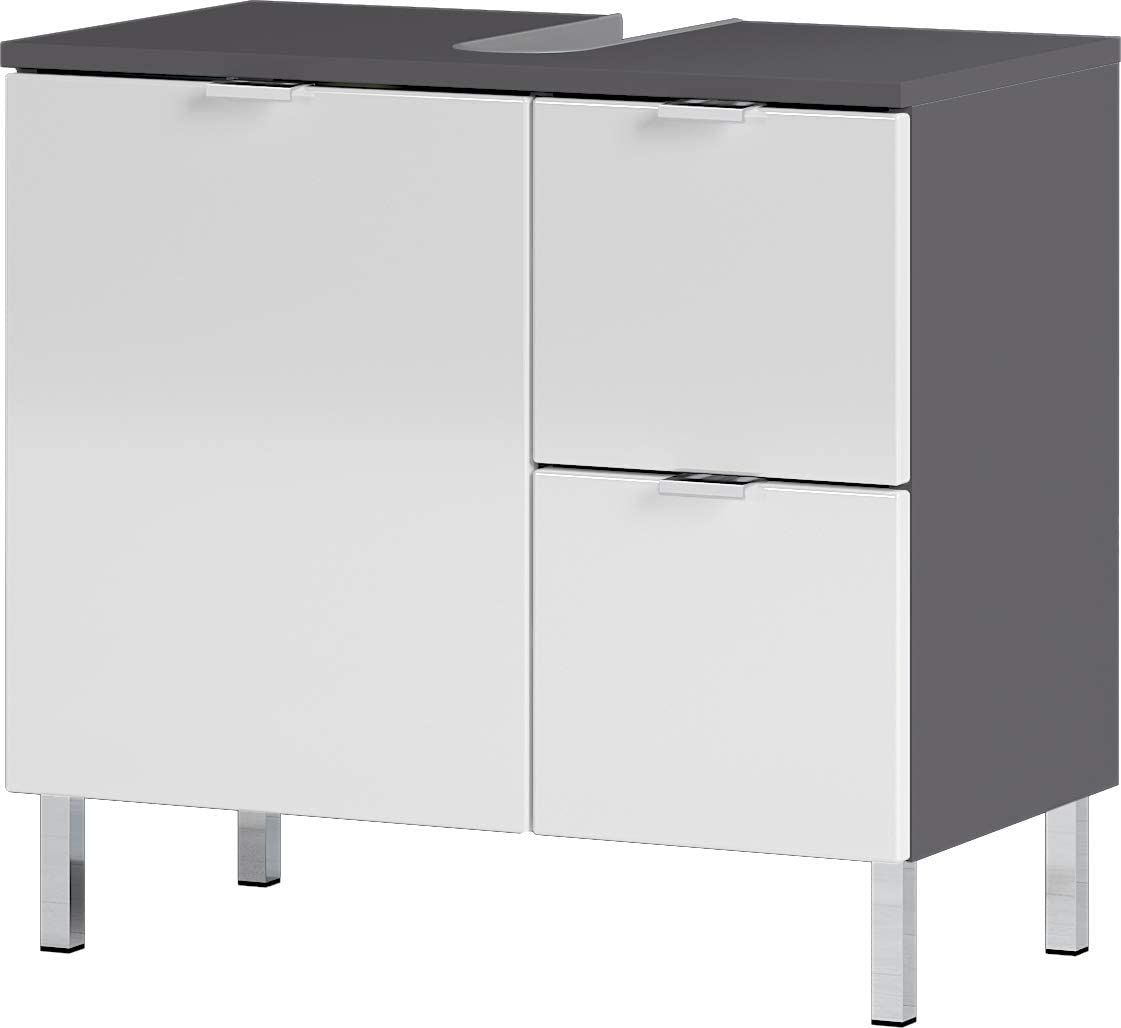 Grafiet‑wit wastafelonderkast Bruno M – 60 cm | Germania