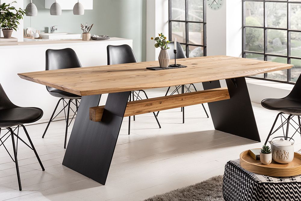 Grand Oak eettafel 240 cm – massief wilde eiken van Invicta Interior