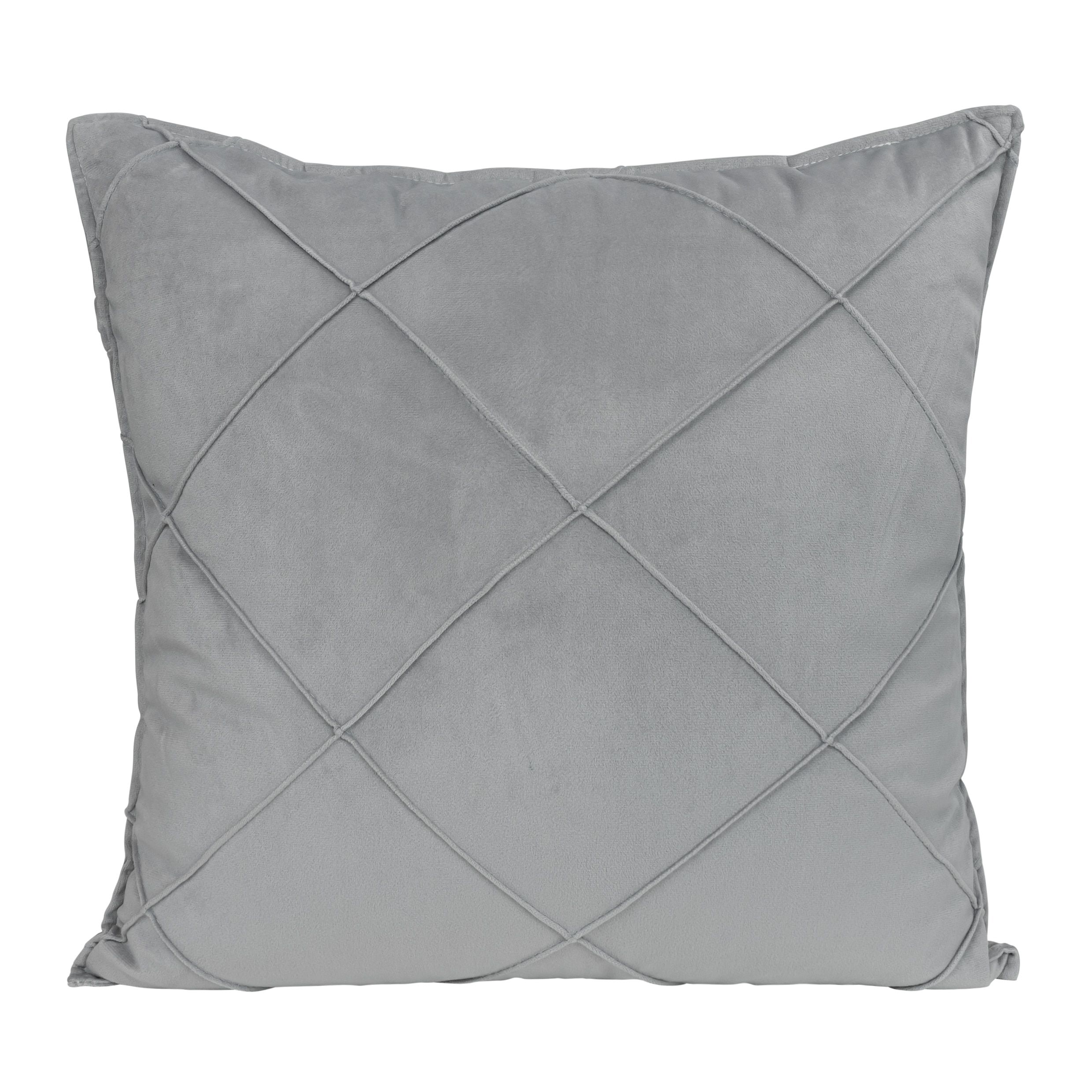 Grijs geruit fluwelen sierkussen 50 × 50 cm – QUVIO