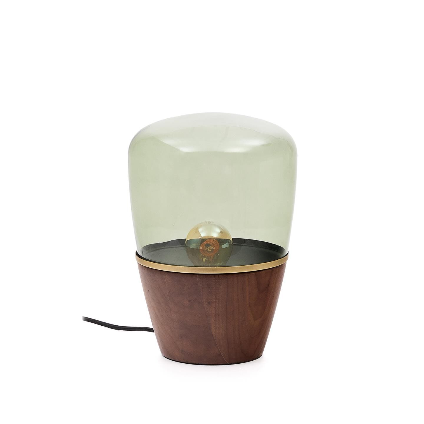 Groene Silex tafellamp van notenhout – stijlvolle verlichting van Kave Home