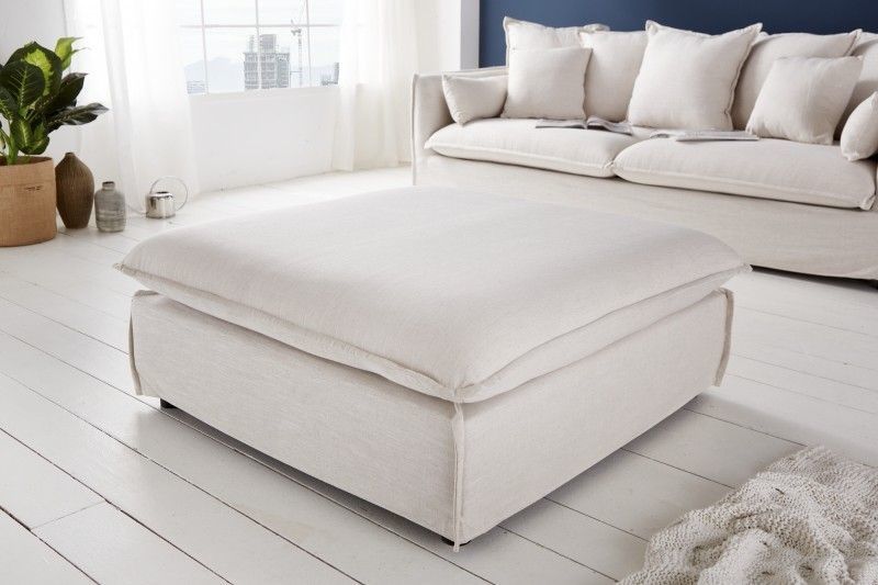 Grote kruk HEAVEN 100 cm – natuurlijke linnen look van Invicta Interior