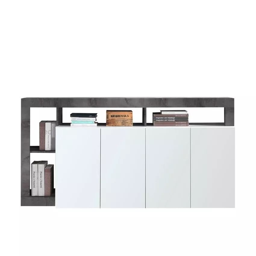 Hamburg Dressoir 184 cm – Hoogglans Wit met Oxidafwerking