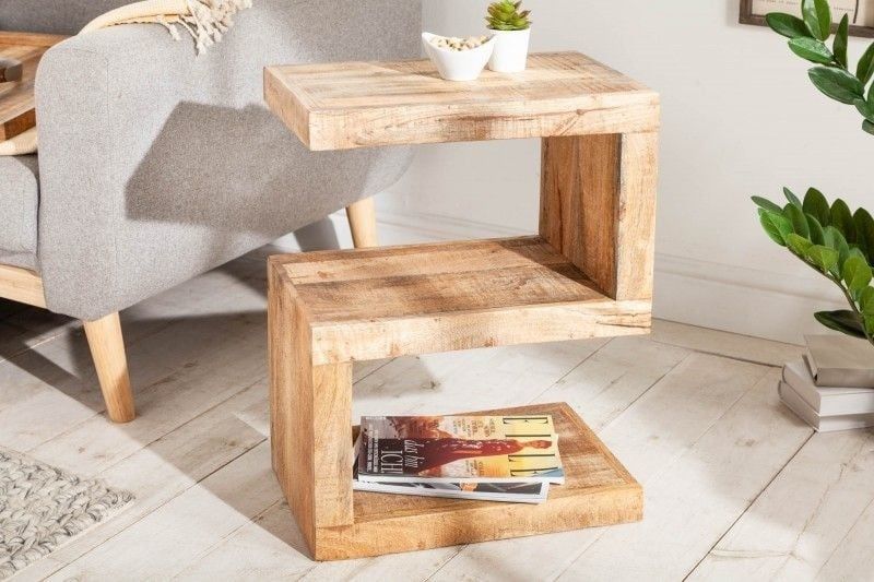 Handgemaakte Bijzettafel van Mangohout – Verstelbare S 60 cm | Invicta Interior