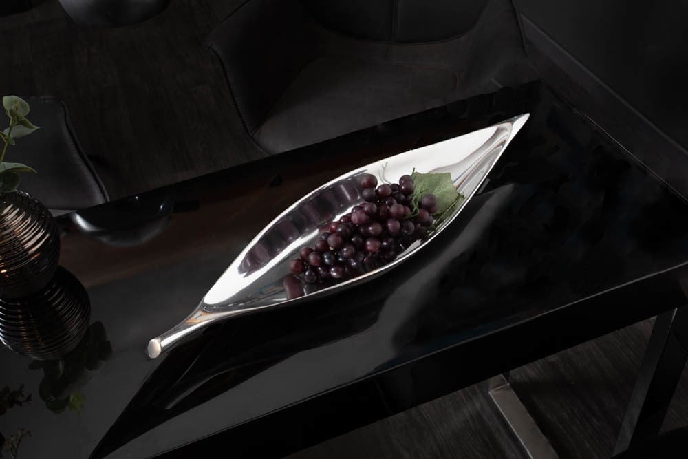Handgemaakte Decoratieve Kom Silver Leaf – 41 cm Zilver aluminium