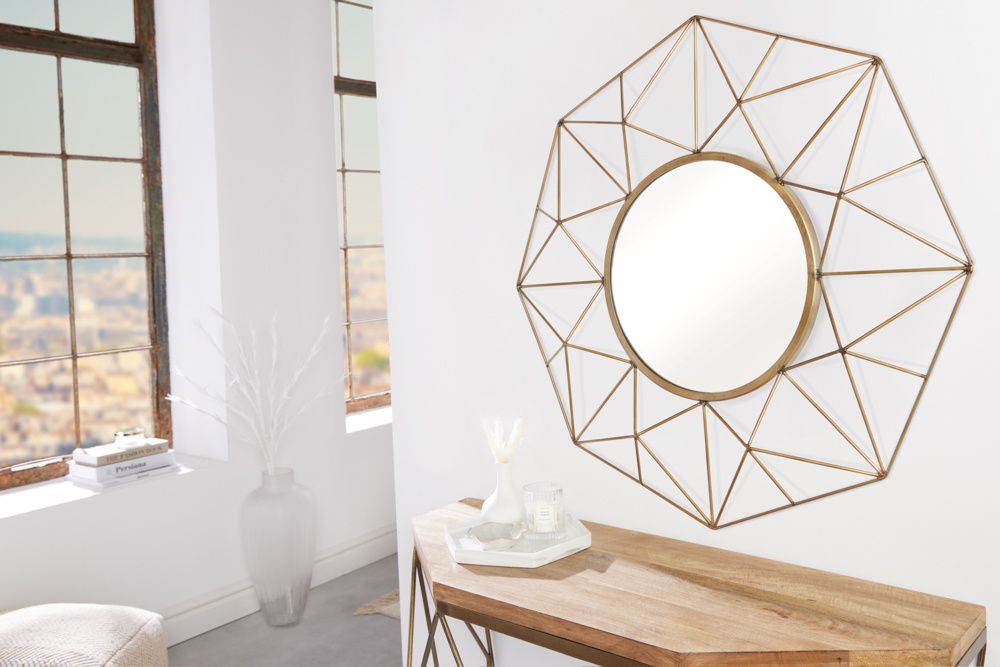 Handgemaakte DIAMOND L Spiegel 80 cm – Retro Luxe in Messing