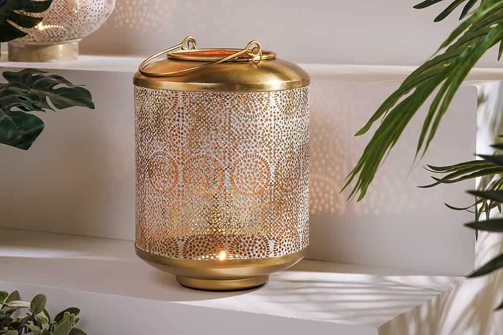 Handgemaakte Gold Patina Lantaarn ORIENT – Elegante Verlichting voor een Warm Interieur