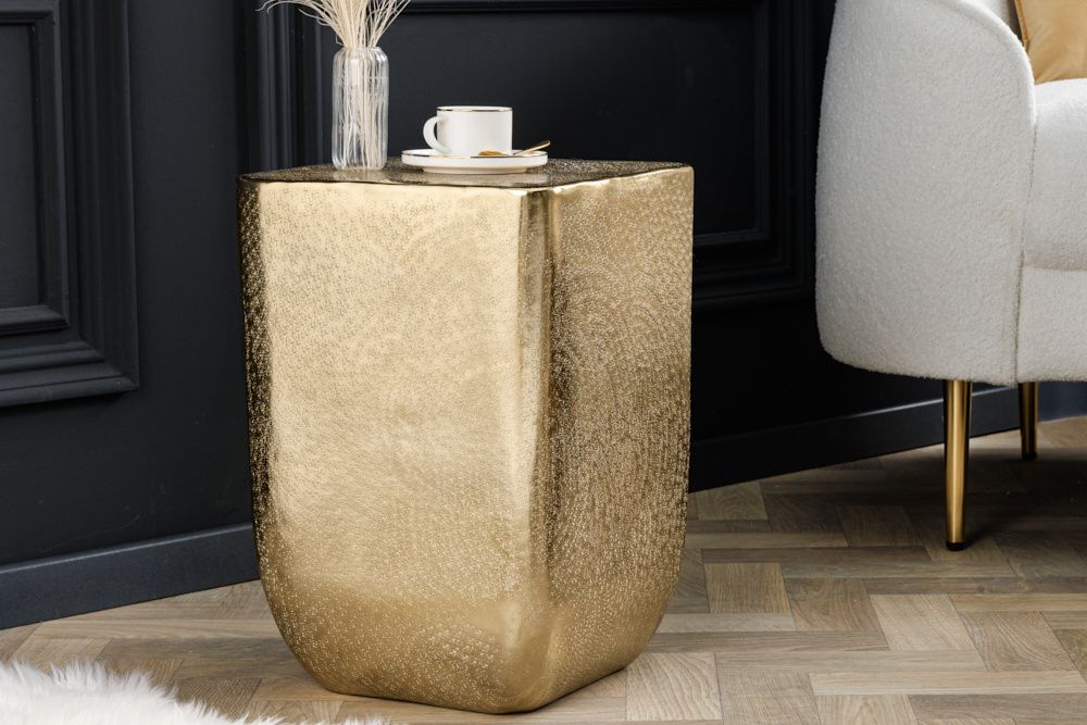 Handgemaakte Goud Gehamerde Bijzettafel UNIT 45 cm – Stijlvolle Luxe van Invicta Interior