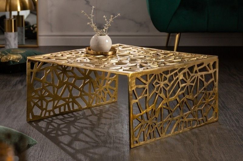 Handgemaakte Gouden Aluminium Salontafel ABSTRACT – 60 cm | Invicta Interior