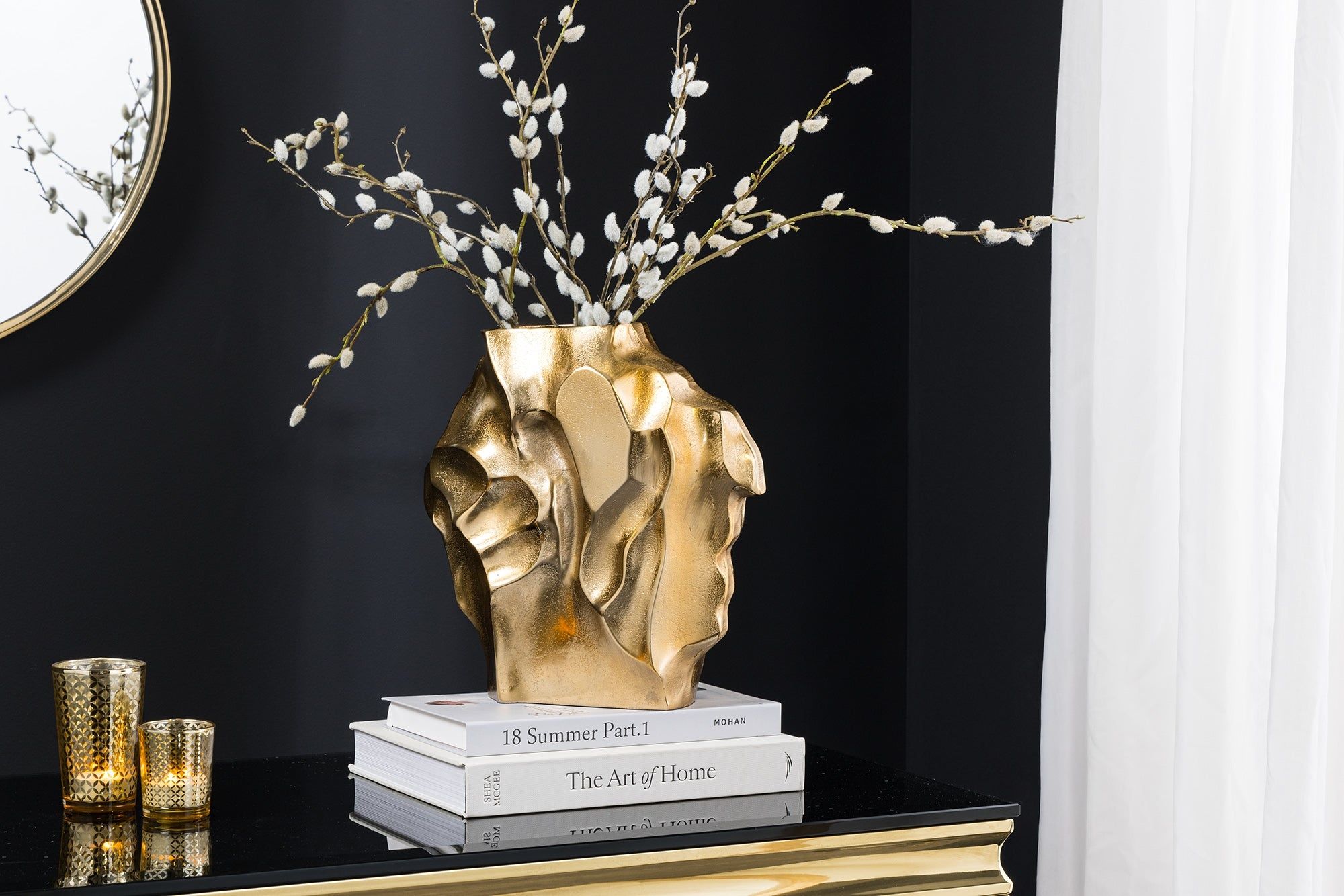 Handgemaakte Gouden Vaas LIQUID – 25 cm Designaccent van Invicta Interior