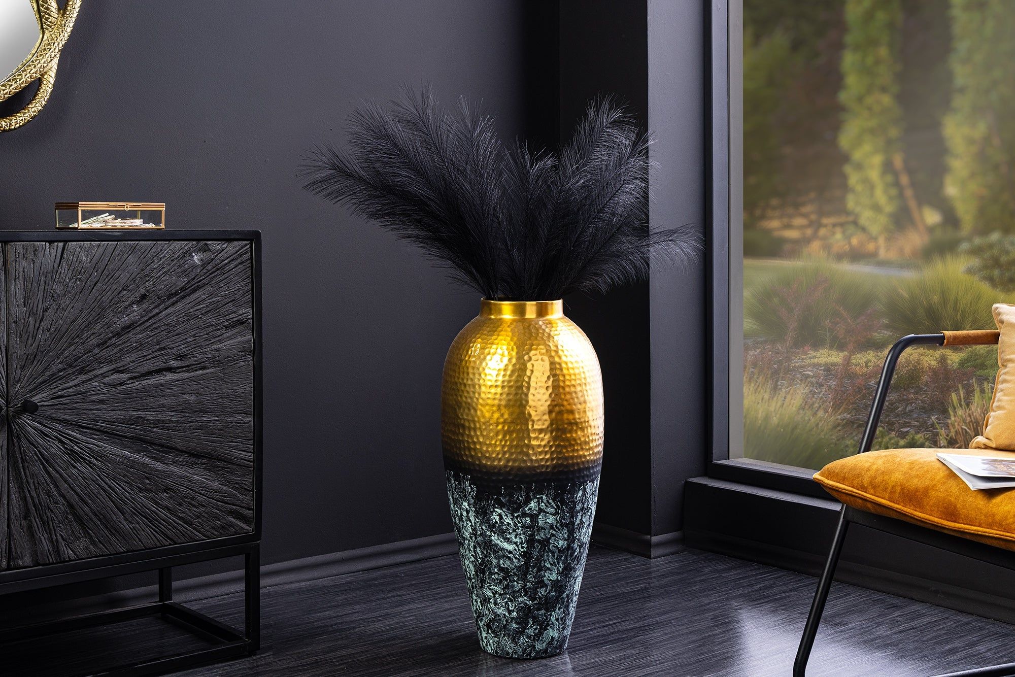 Handgemaakte gouden vaas ORIENT M – luxe decor voor elk interieur