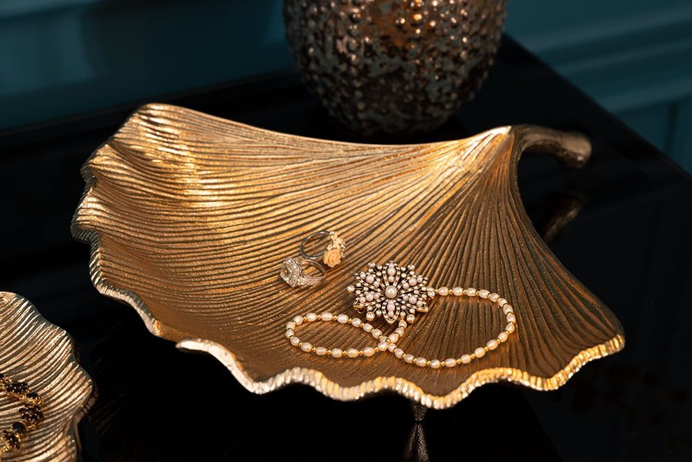 Handgemaakte Goudkleurige Decoratieve Kom GINKGO – Luxe Accessoire van Invicta Interior