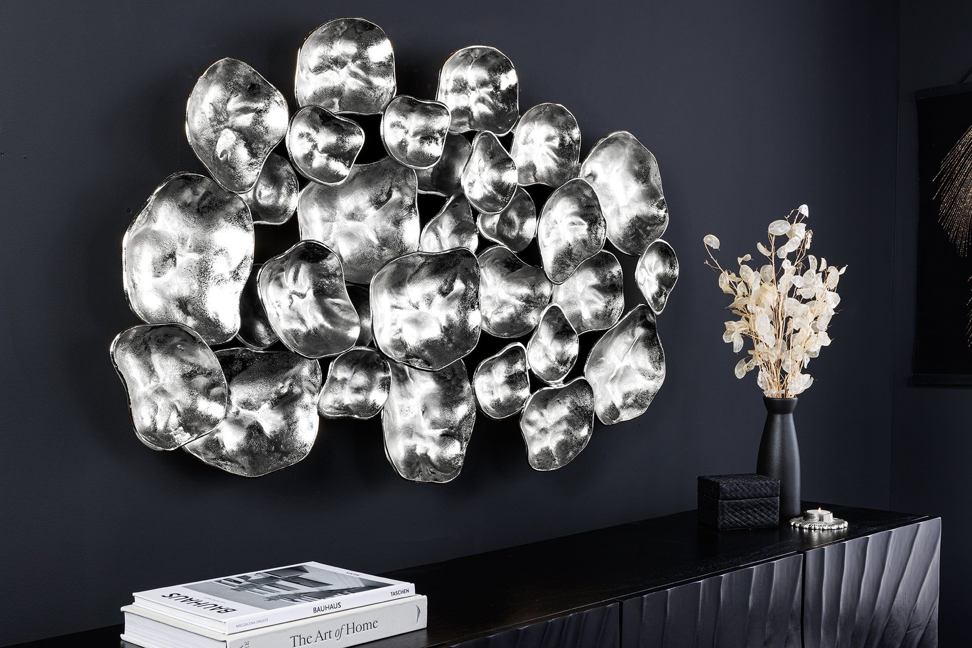 Handgemaakte Moderne Wanddecoratie 105 cm – Zilveren Metaal van Invicta Interior