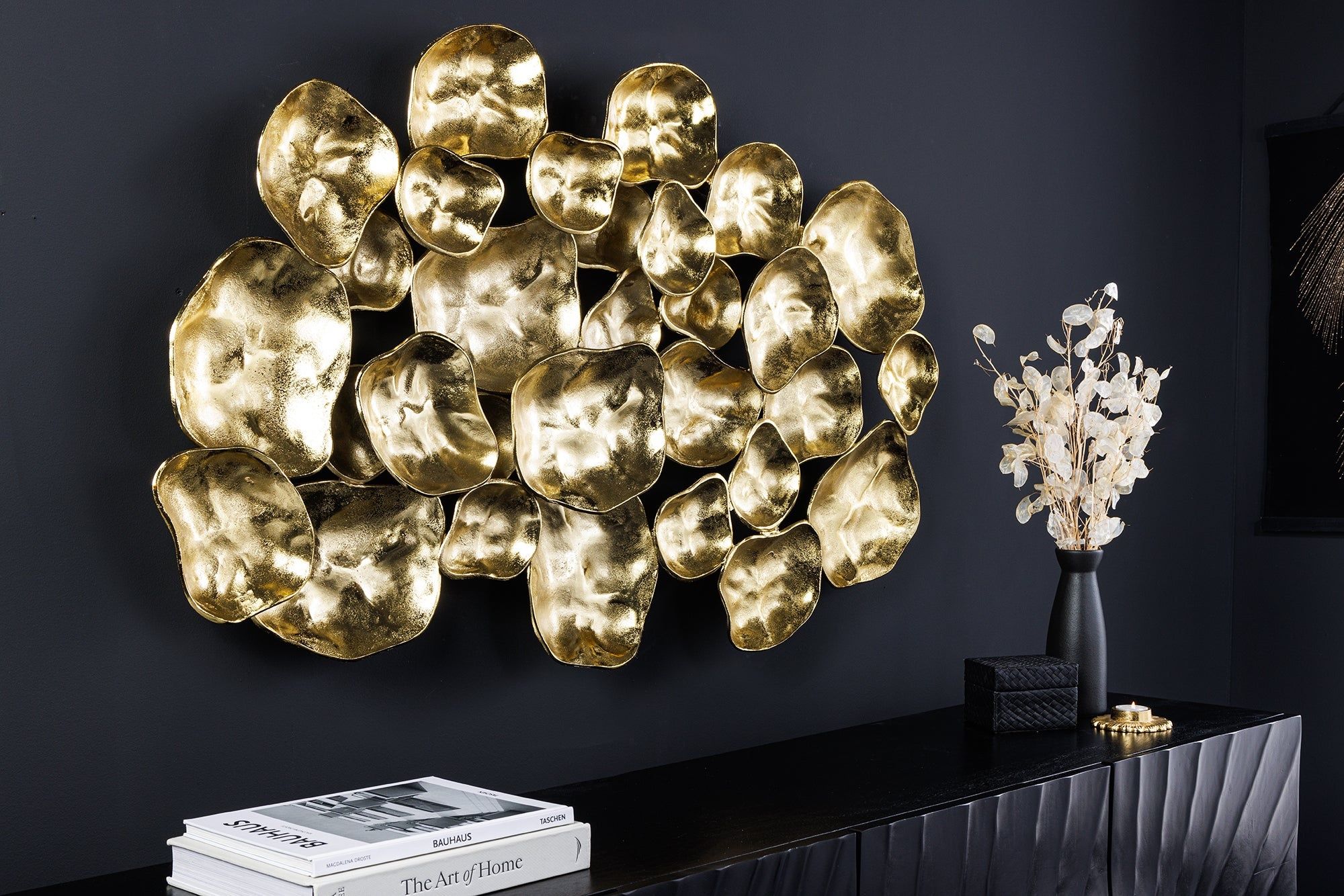 Handgemaakte Moderne Wanddecoratie VARIATION – Goudkleurig Metaal, 105 cm | Invicta Interior