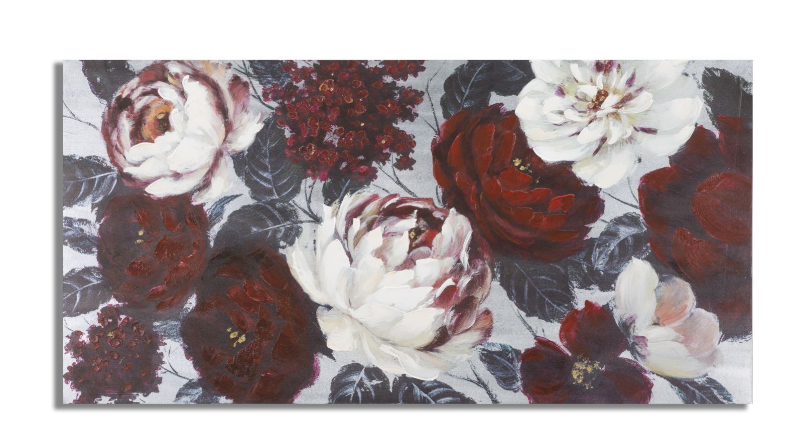 Handgemaakte Muurschildering Wit/Rode Bloem – Darkback 120 × 60 cm