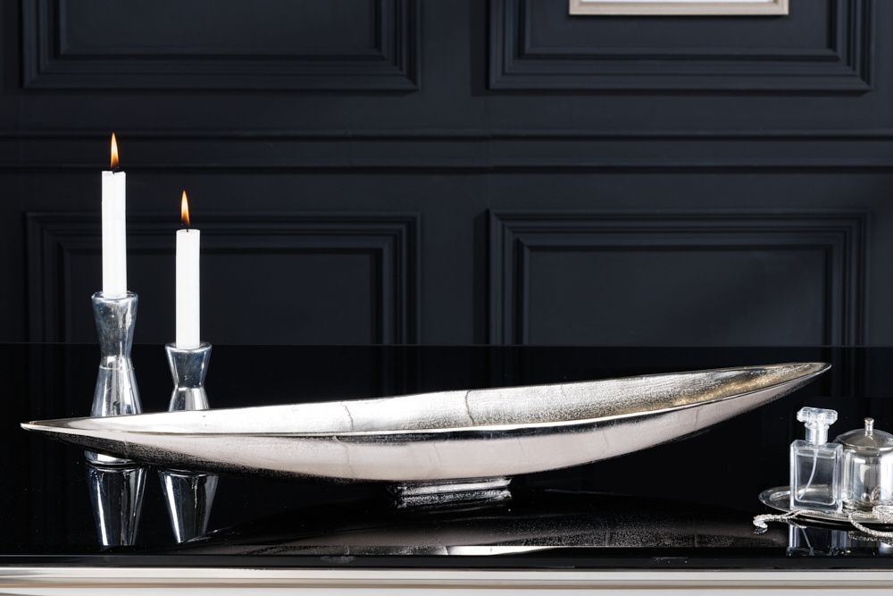 Handgemaakte Silver Leaf Kom 80 cm – Luxe Aluminium van Invicta Interior