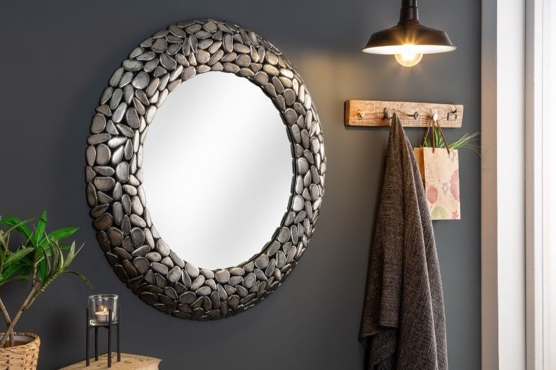 Handgemaakte Stone Mosaic Spiegel 82 cm – Zilveren Mozaïeklook van Invicta Interior