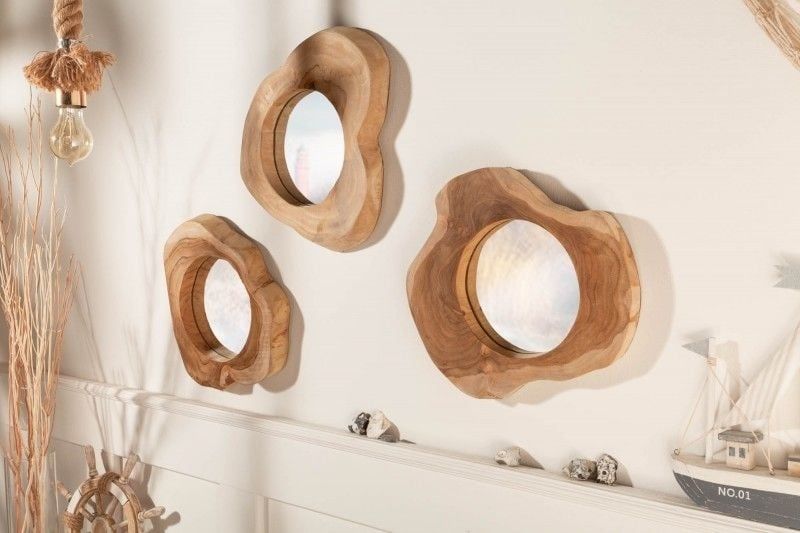 Handgemaakte Teakwandspiegel REFLECT – 31 cm Stijlvolle Reflectie voor elk Interieur
